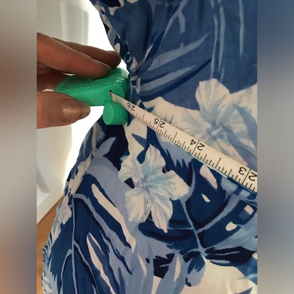 America & Beyond Elegant Long Dress 100% Viscose Blue and White with Lace Size S - Picture 5 of 9